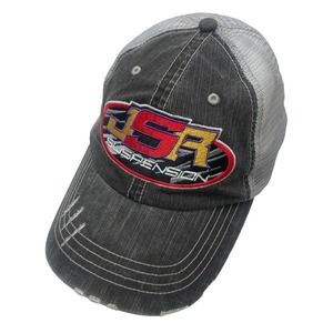 JSR Suspension Trucker Hat Cap Gray Strapback Adjustable Mesh Back Distressed